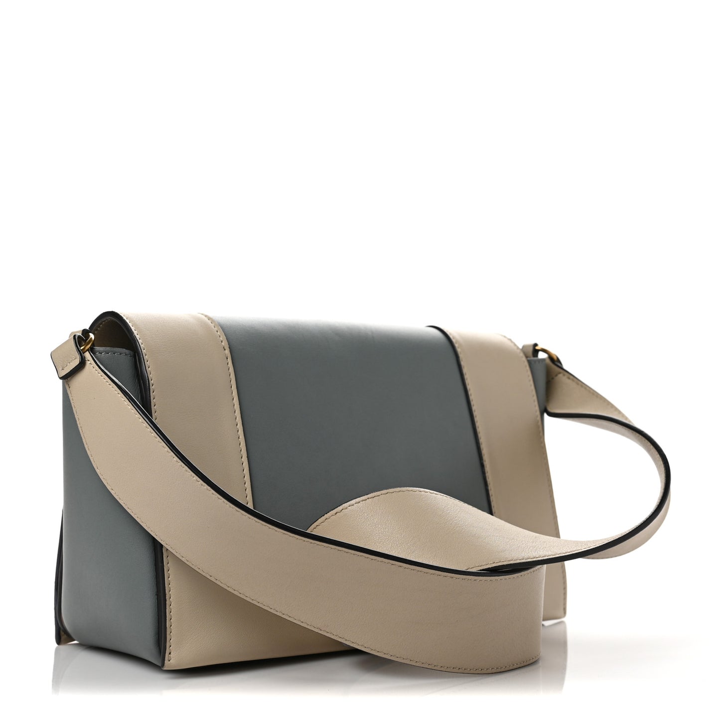 Shiny Smooth Calfskin Medium Frame Shoulder Bag Grege Storm