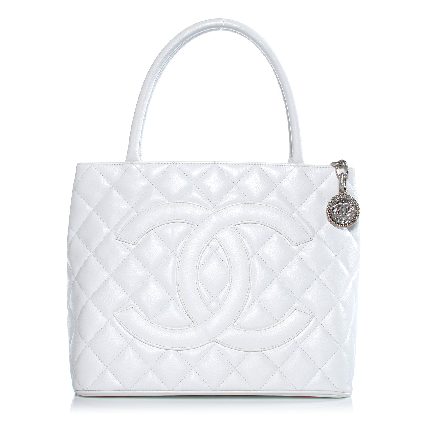 Caviar Medallion Tote White