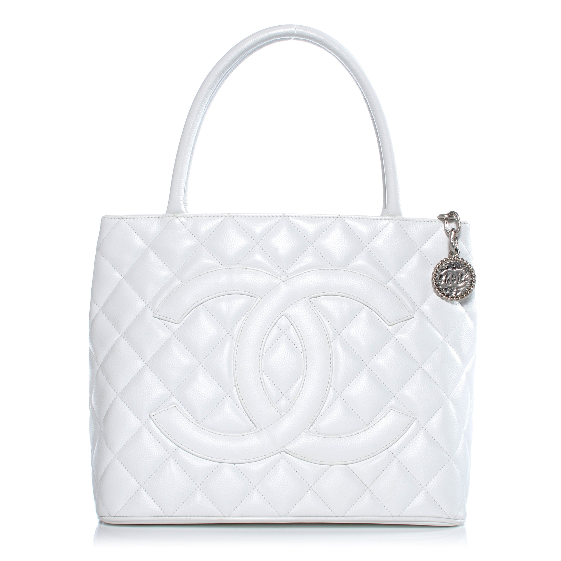 Chanel Caviar Medallion Tote White 1 of 8
