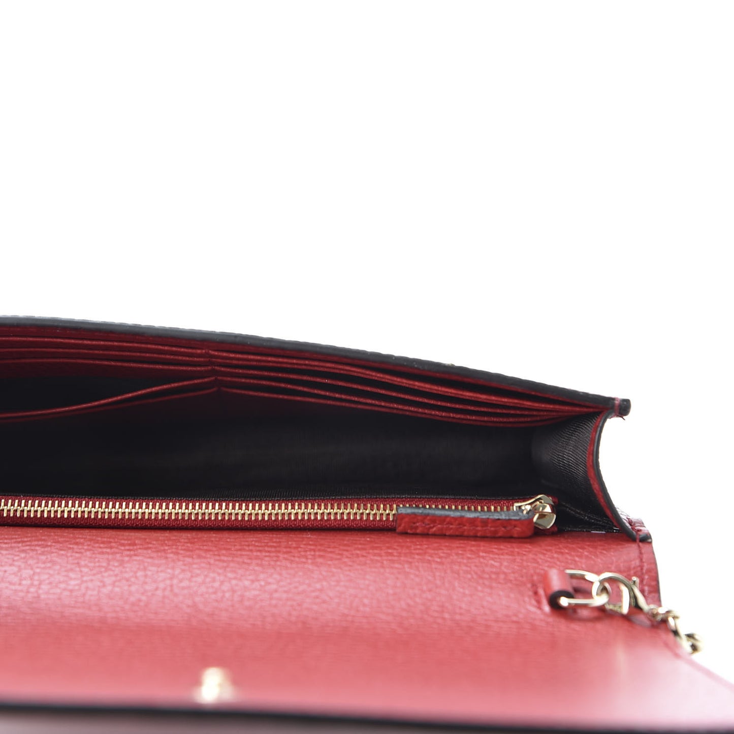 Dollar Calfskin Medium Betty Chain Wallet Red