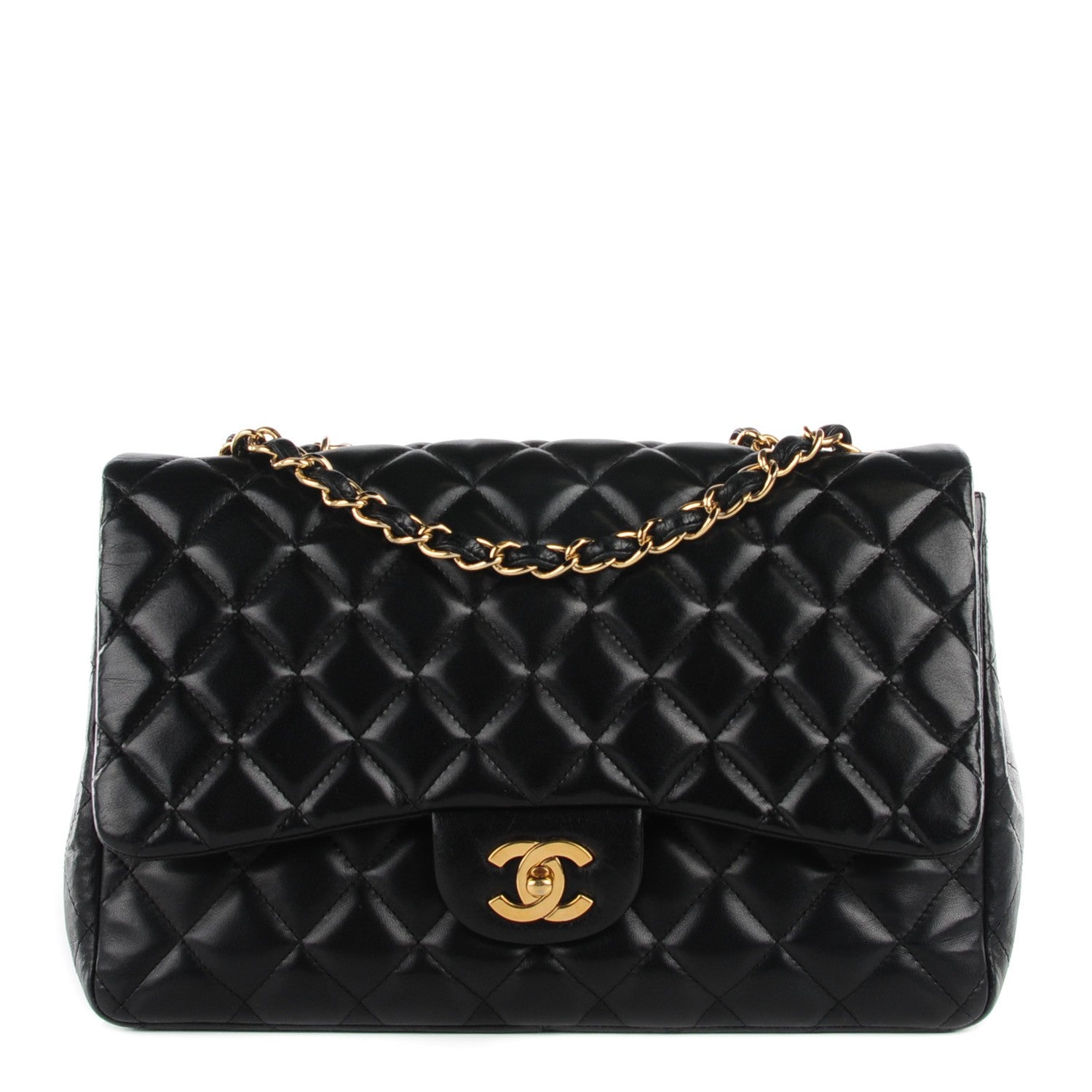 Chanel Lambskin Quilted Jumbo Single Flap Black 1 of 9