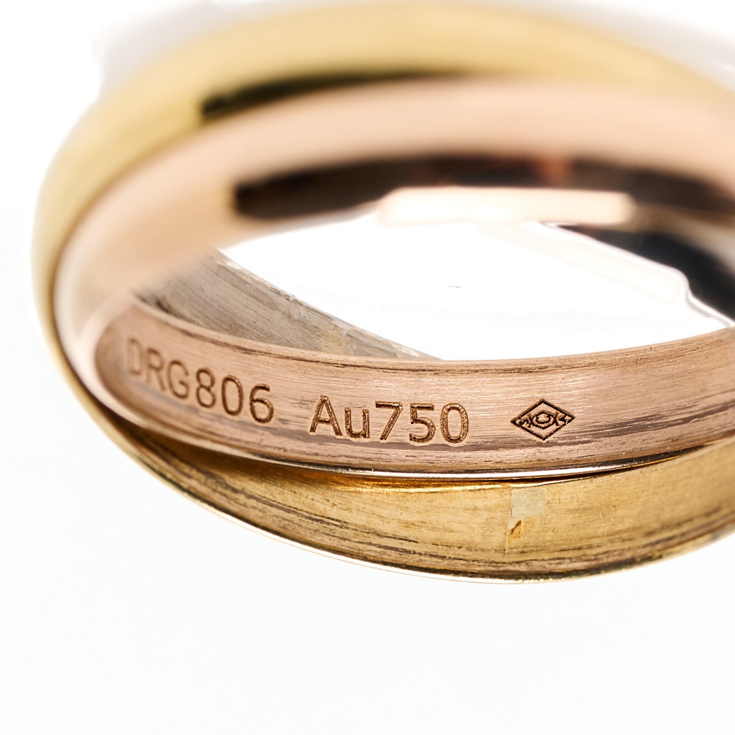 18K Pink Yellow White Gold Small Trinity Ring 48 4.5