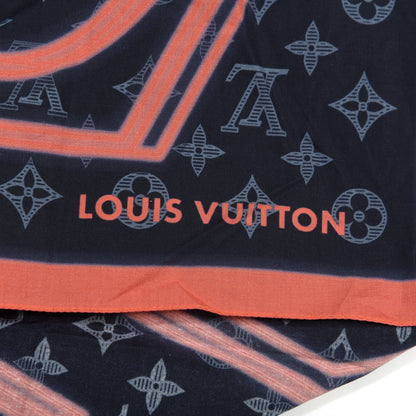 Louis Vuitton Silk Monogram Upside Down Scarf Marine 2 of 4