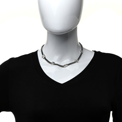 Chanel Ruthenium Crystal Chain CC Lucky Charms Choker Silver 2 of 4