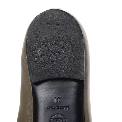 Chanel Lambskin Cap Toe Ballerina Flats 36 Green Black 12 of 12