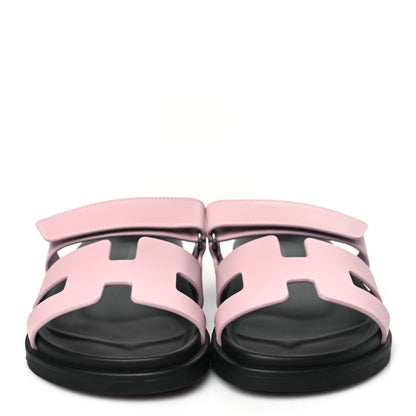 Hermes Calfskin Womens Chypre Sandals 38.5 Rose Cancan 2 of 9