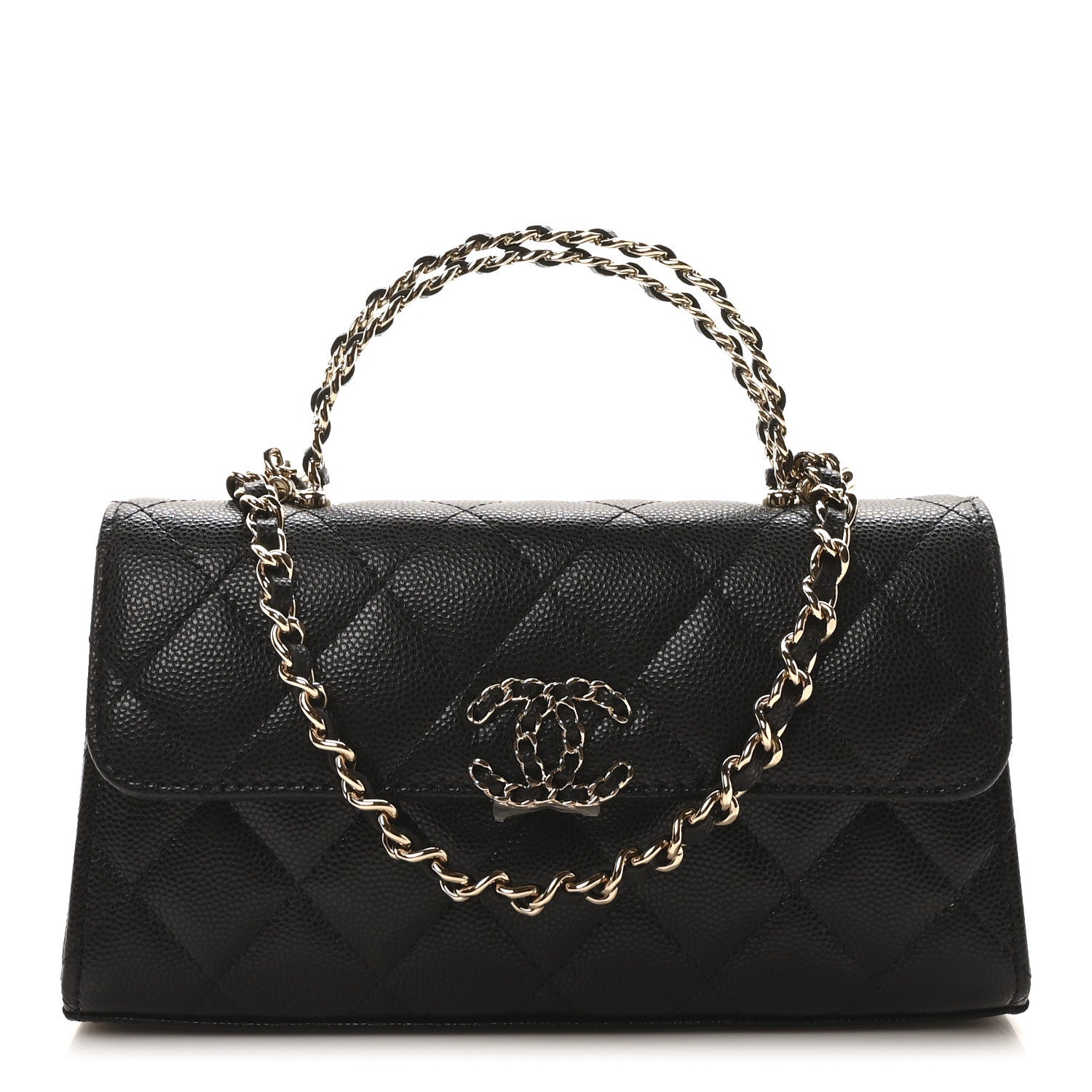 Chanel Caviar Quilted Chain Match Top Handle Phone Holder With Chain Black 1 of 11