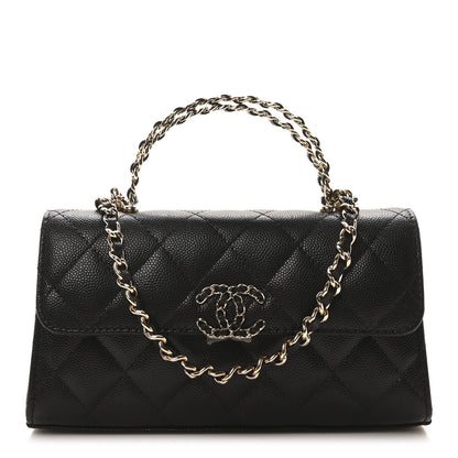 Chanel Caviar Quilted Chain Match Top Handle Phone Holder With Chain Black 1 of 11
