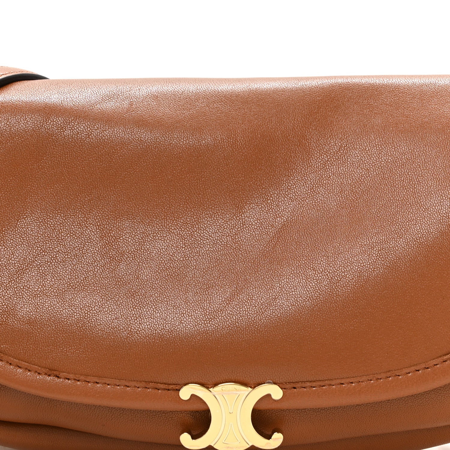 Celine Shiny Lambskin Soft Triomphe Little Half Moon Bag Soft Tan 9 of 11