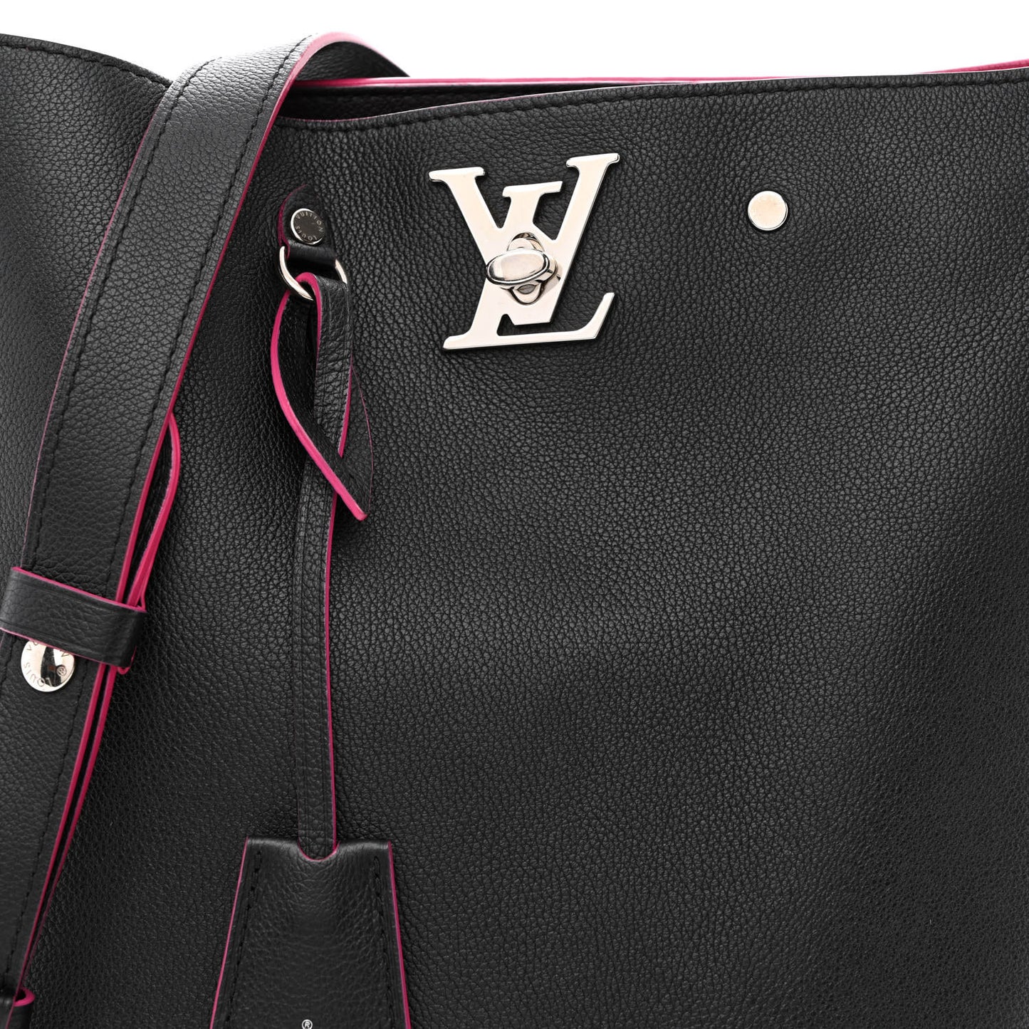 Calfskin Lockme Bucket Black