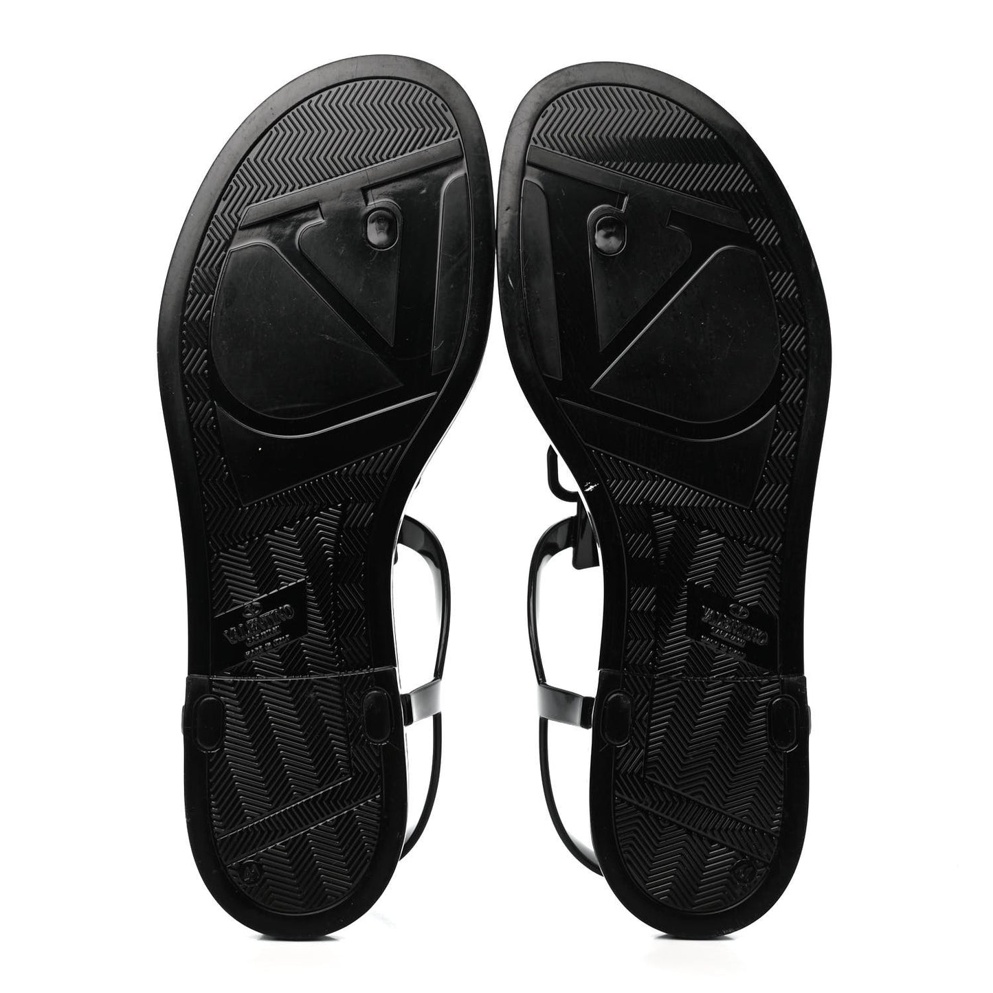 PVC Vlogo Flat Thong Sandals 41 Black
