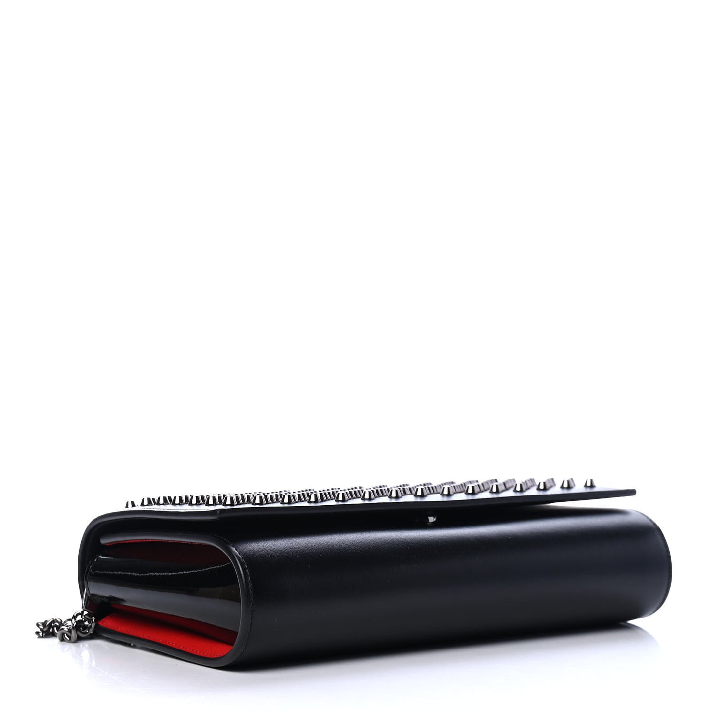 Calfskin Patent Spikes Paloma Clutch Black