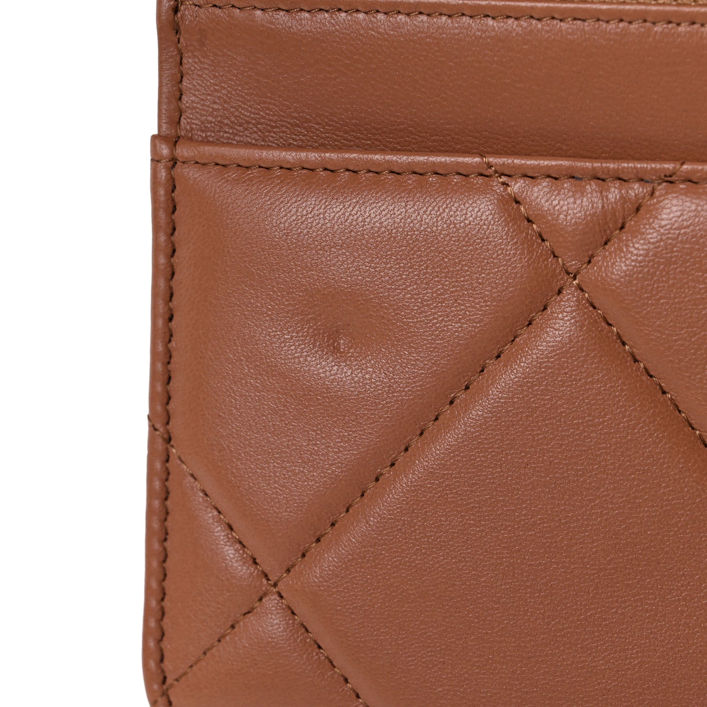 Lambskin Quilted Chanel 19 Wallet On Chain WOC Brown