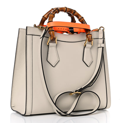 Gucci Wonka Grain Calfskin Small Diana Tote Bag Mystic White Orange Fluo 2 of 16