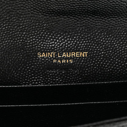 Saint Laurent Grain De Poudre Textured Mixed Matelasse Triquilt Small Monogram Envelope Wallet Black 6 of 7