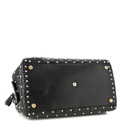 Valentino Garavani Lambskin Rockstud Spike Duffle Bag Black 4 of 11