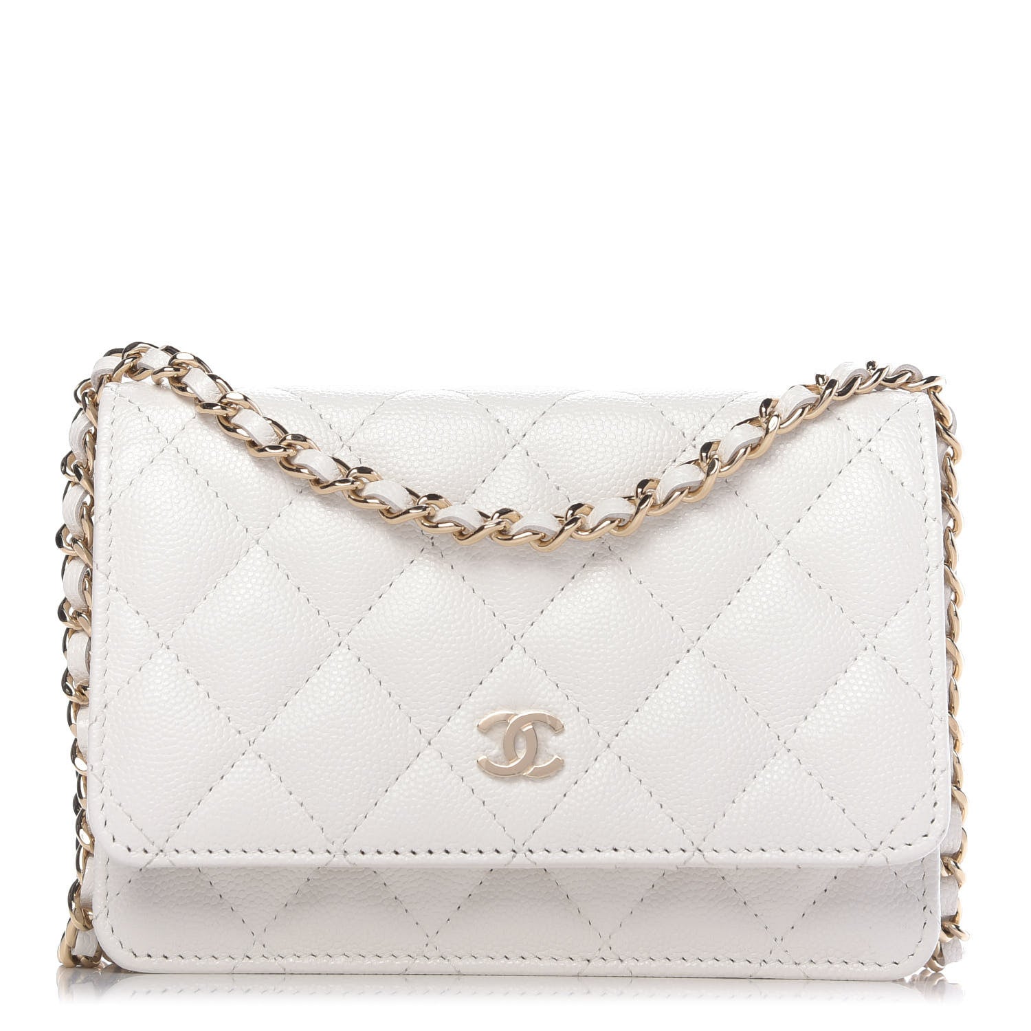 Chanel Caviar Quilted Mini Wallet On Chain WOC White 1 of 12