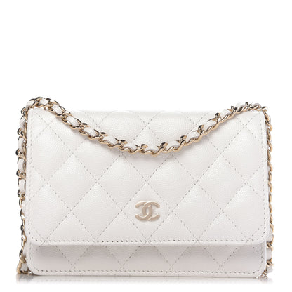 Chanel Caviar Quilted Mini Wallet On Chain WOC White 1 of 12