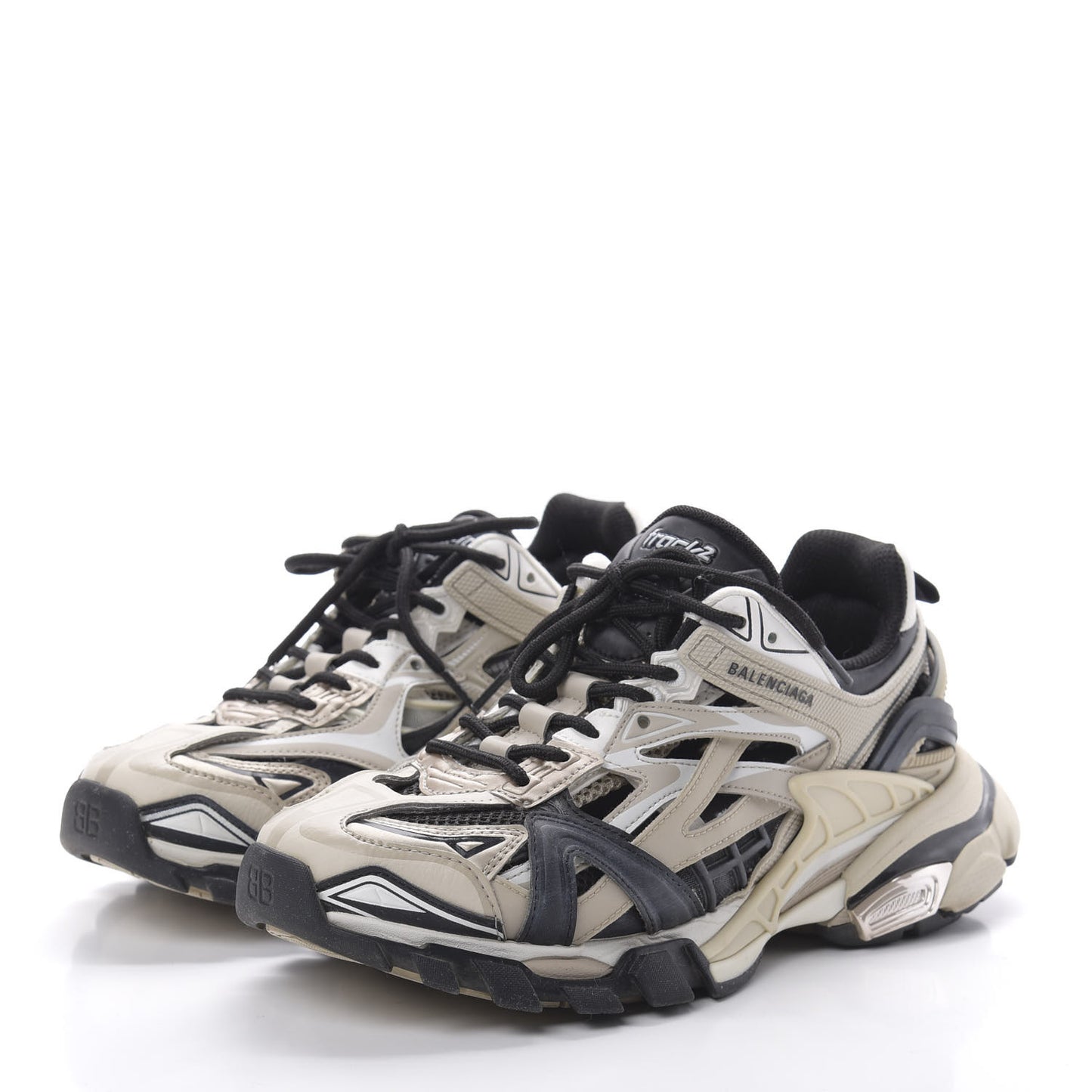 Rubber Mesh Bi-Color Womens Track.2 Open Sneakers 39 Beige Black