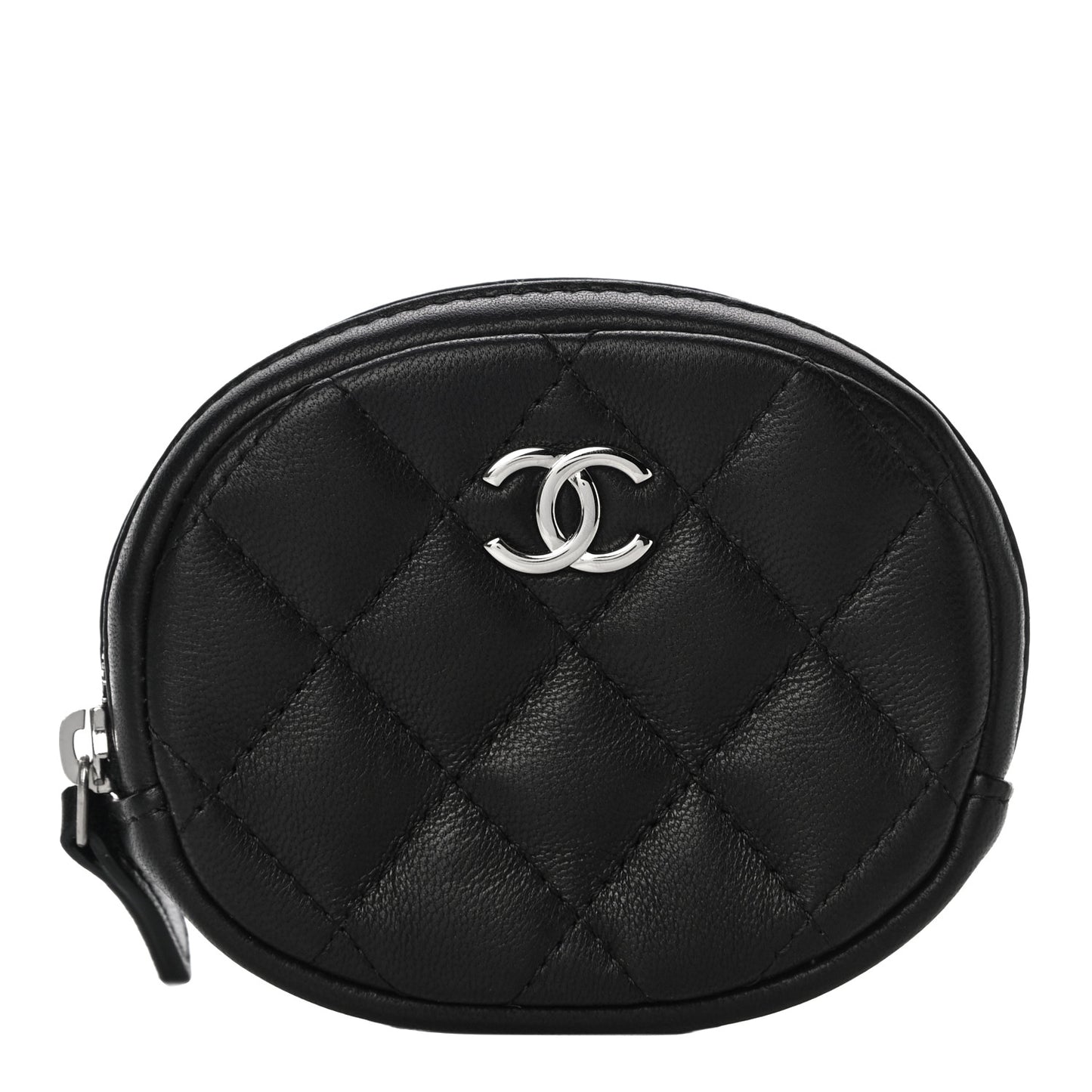 Lambskin Quilted Zip Around Classic Coin Purse Black