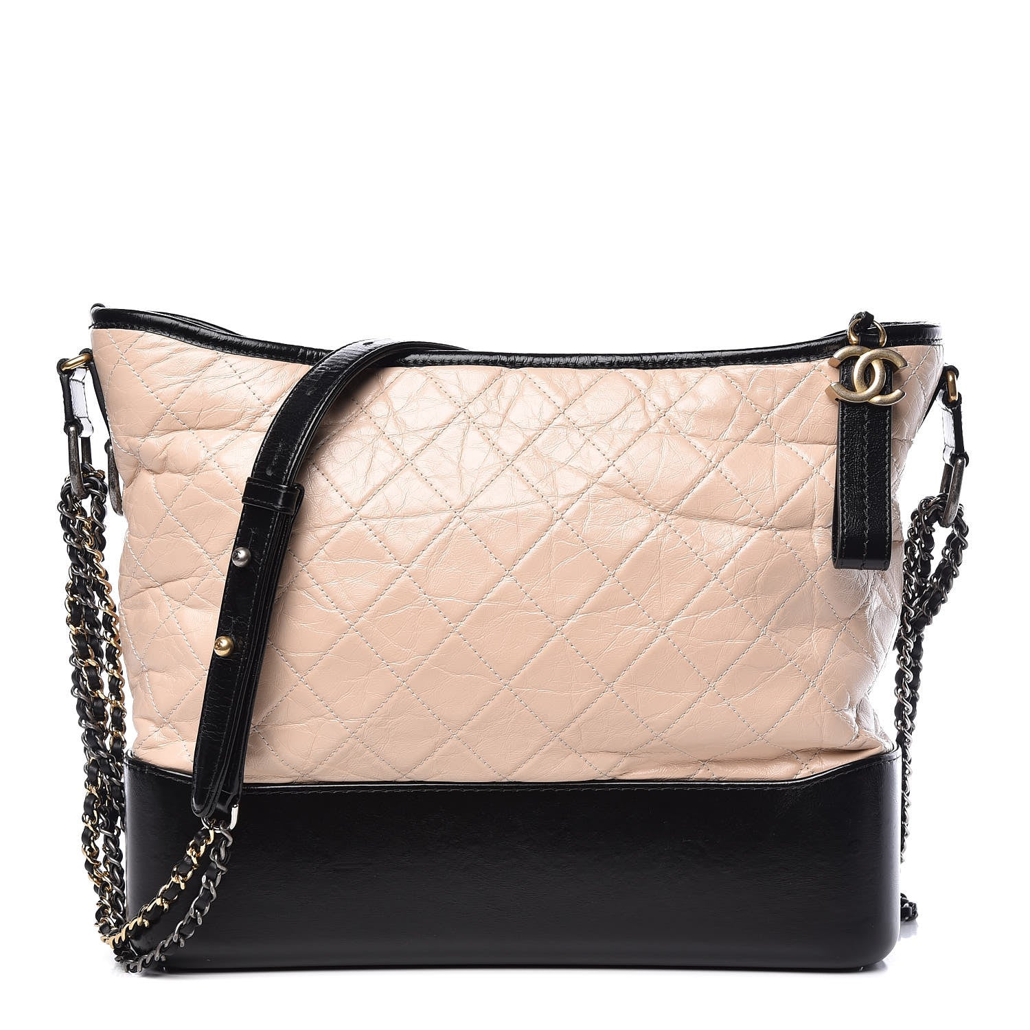 Chanel Aged Calfskin Quilted Large Gabrielle Hobo Beige Black 1 of 19