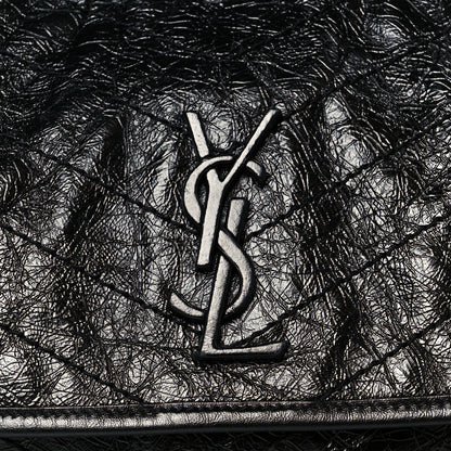 Saint Laurent Crinkled Calfskin Matelasse Monogram Large Niki Chain Satchel Black 9 of 12