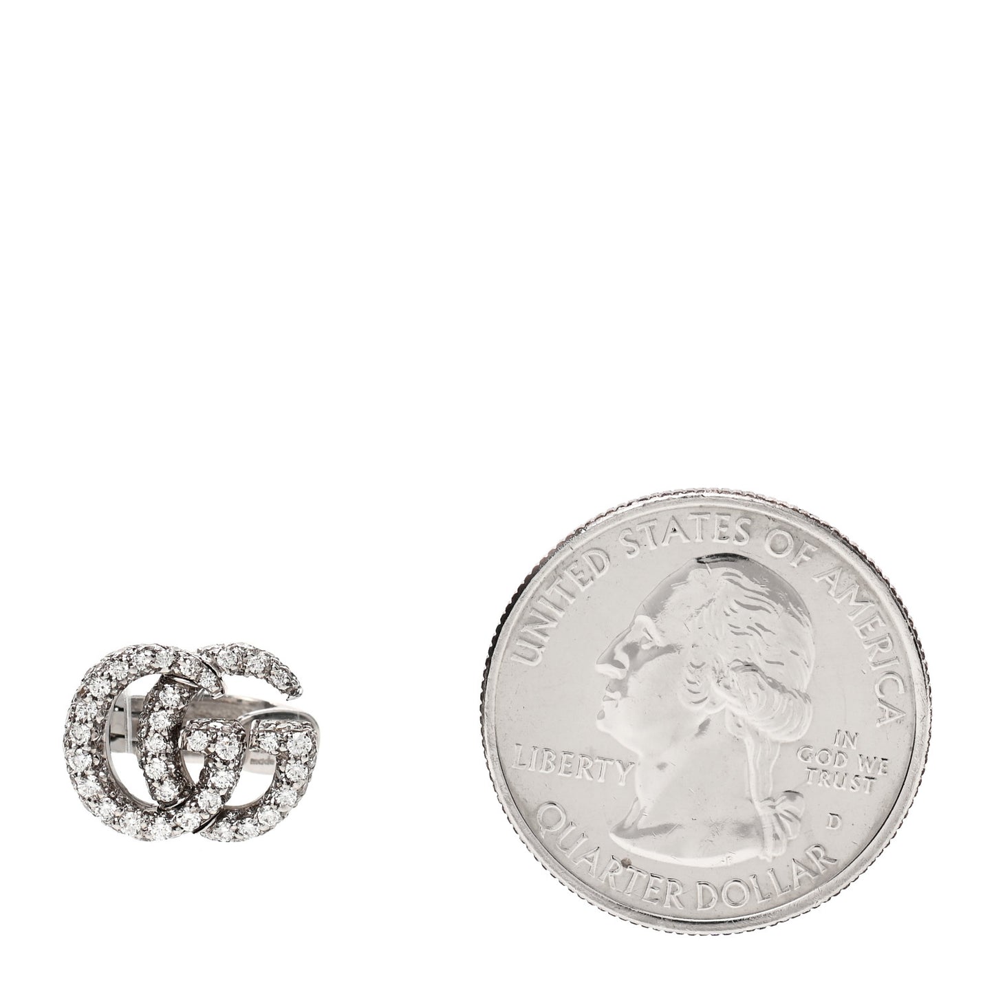 18K White Gold Diamond Running G Ear Cuff Earring