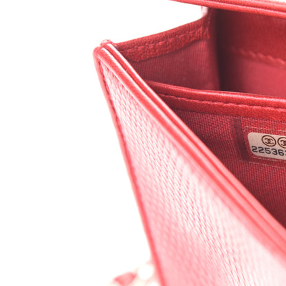 Chanel Lizard Wallet On Chain WOC Red 7 of 13
