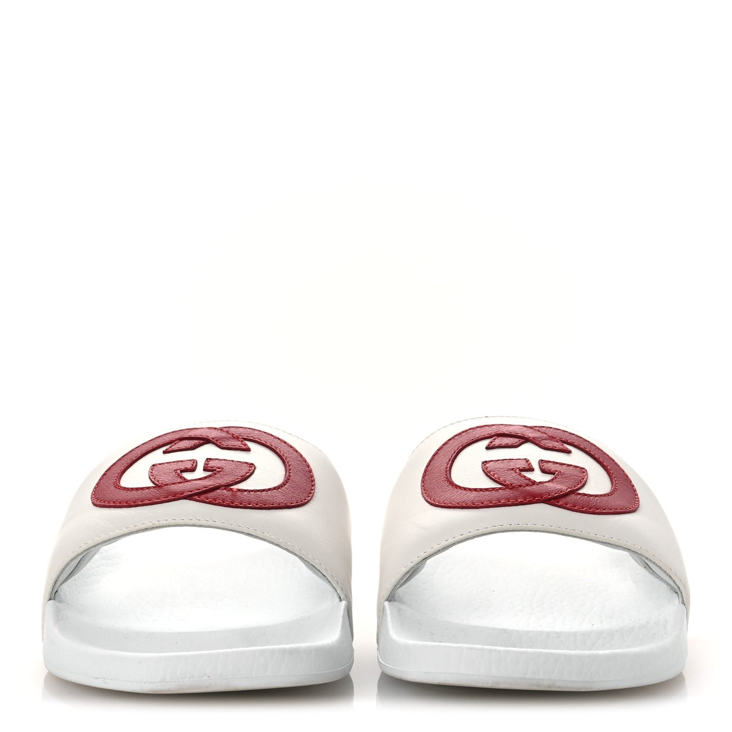 Nappa Miro Soft Calfskin Interlocking G Mens Slide Sandals 6 White Hibiscus Red