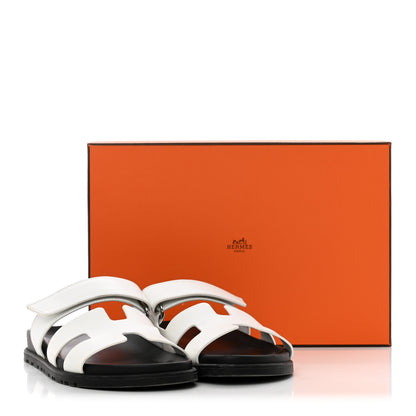 Hermes Calfskin Womens Chypre Sandals 37.5 White 23 of 23
