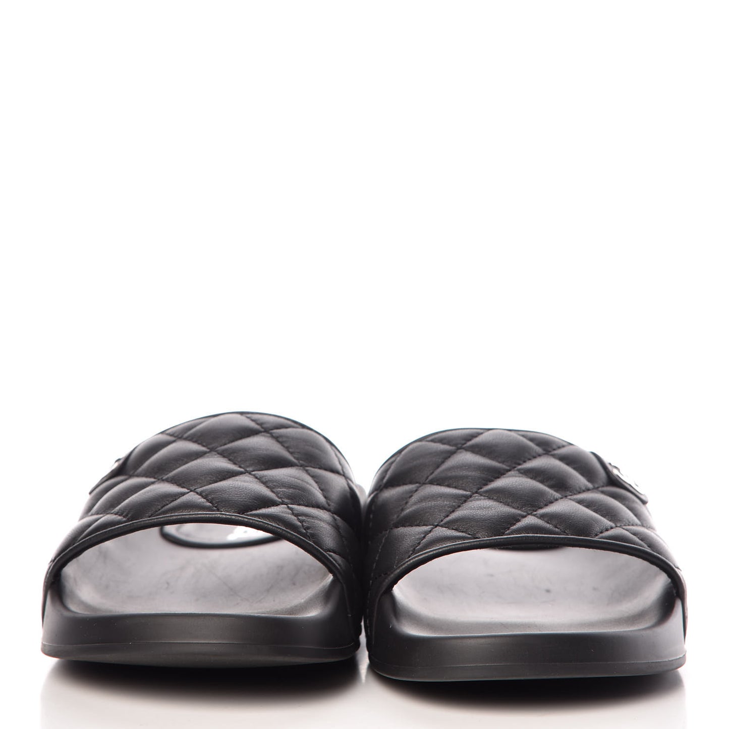Lambskin Quilted CC Mules Sandals 37 Black