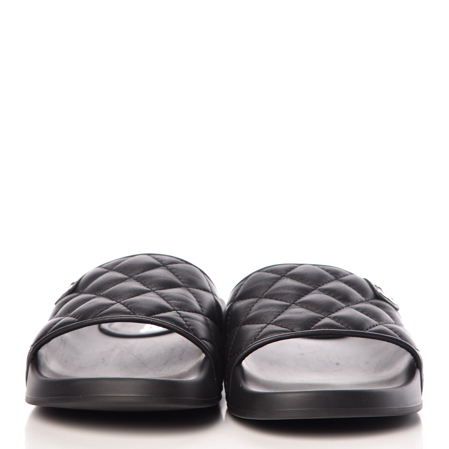 Chanel Lambskin Quilted CC Mules Sandals 37 Black 2 of 8