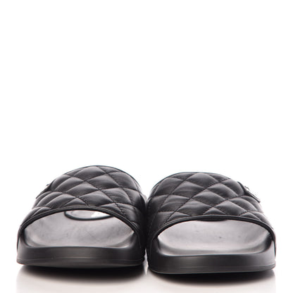 Chanel Lambskin Quilted CC Mules Sandals 37 Black 2 of 8