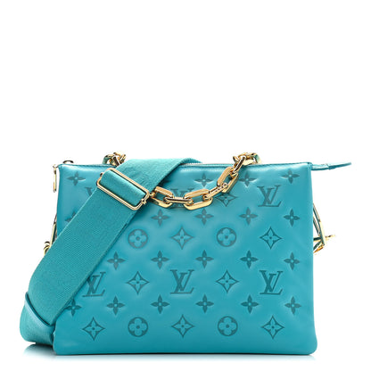 Louis Vuitton Lambskin Embossed Monogram Coussin PM Turquoise 1 of 10