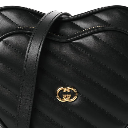Gucci Calfskin Matelasse DDiagonal Mini Interlocking G Heart Shoulder Bag Black 15 of 21