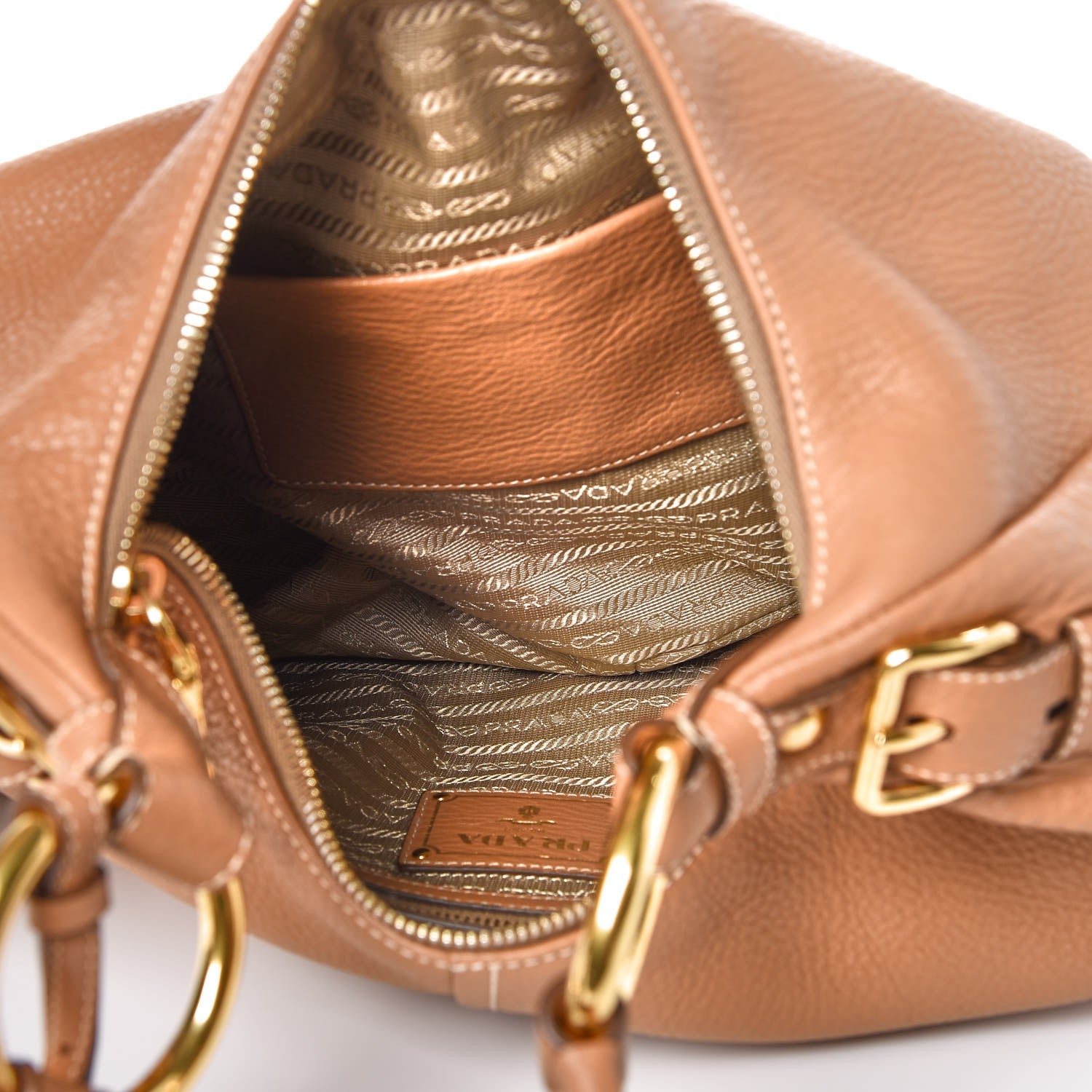 Prada Vitello Daino Hobo Caramel 5 of 10