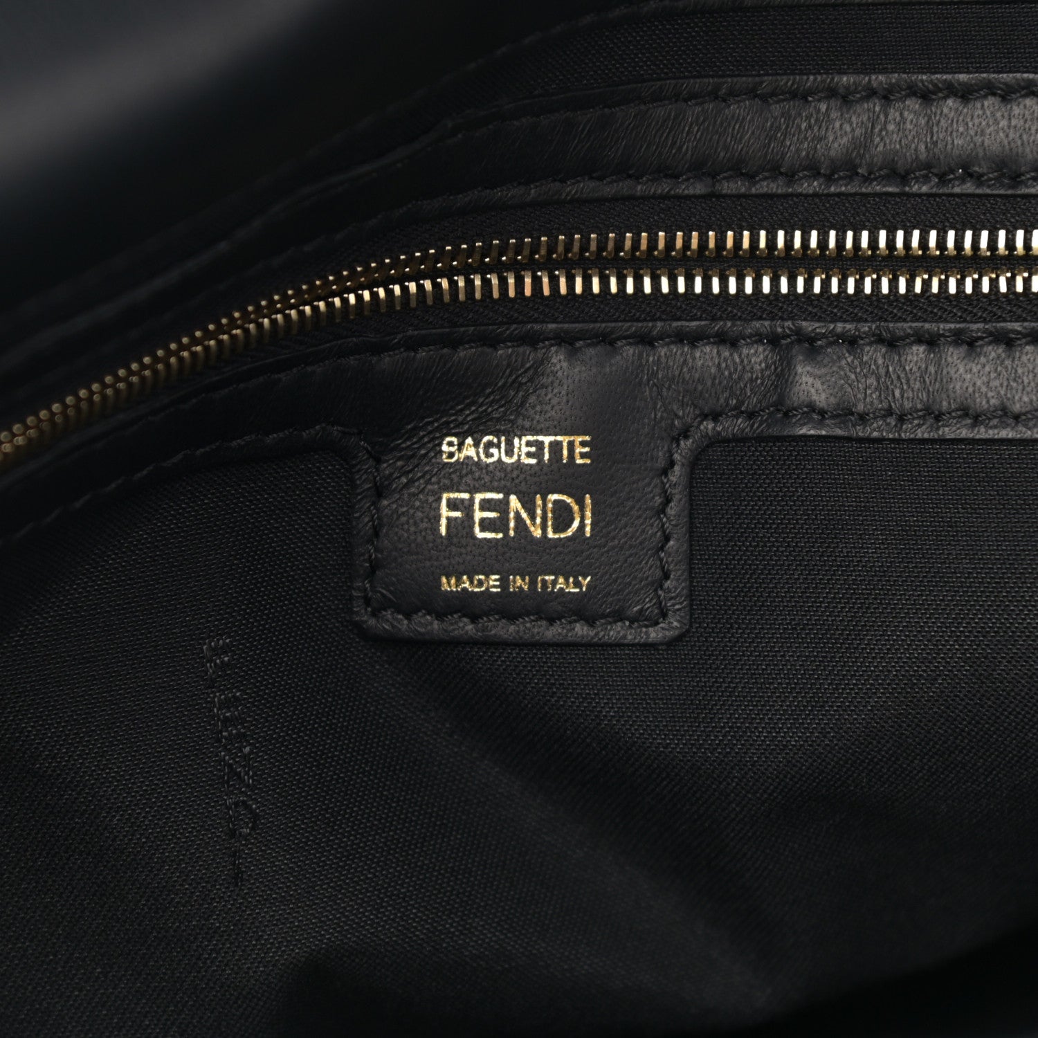 Fendi Nappa FF 1974 Embossed Large Baguette Black 5 of 9