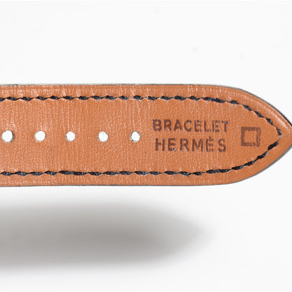 Hermes Shiny Porosus Crocodile 26mm SS Belt Quartz Watch Noir and Rouge Vif 10 of 13