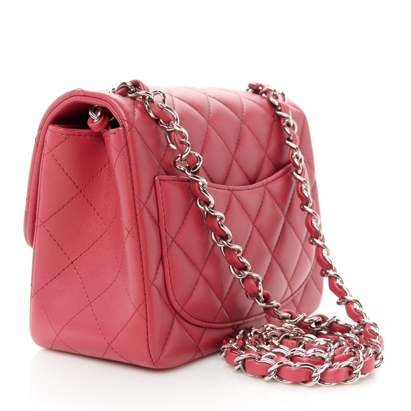 Lambskin Quilted Mini Square Flap Dark Pink