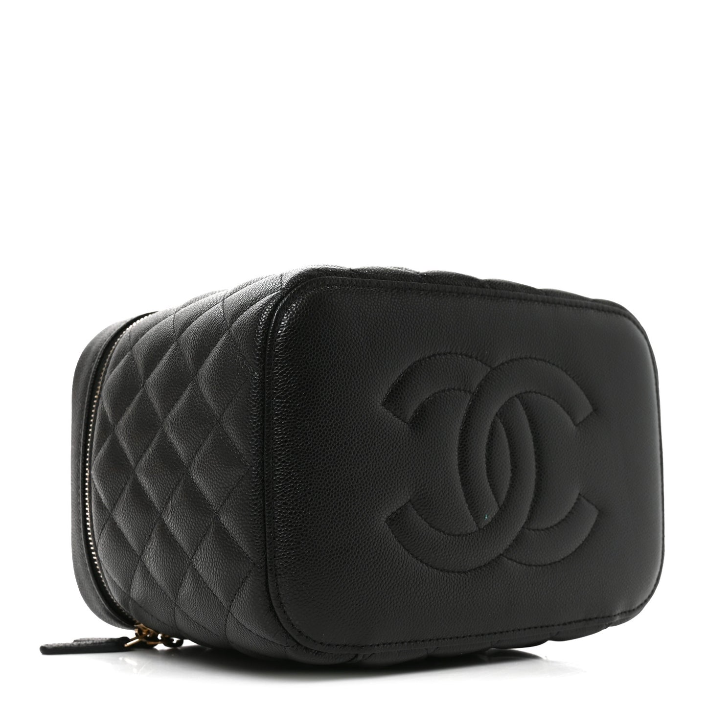 Caviar Quilted Large Vanity Pouch Black