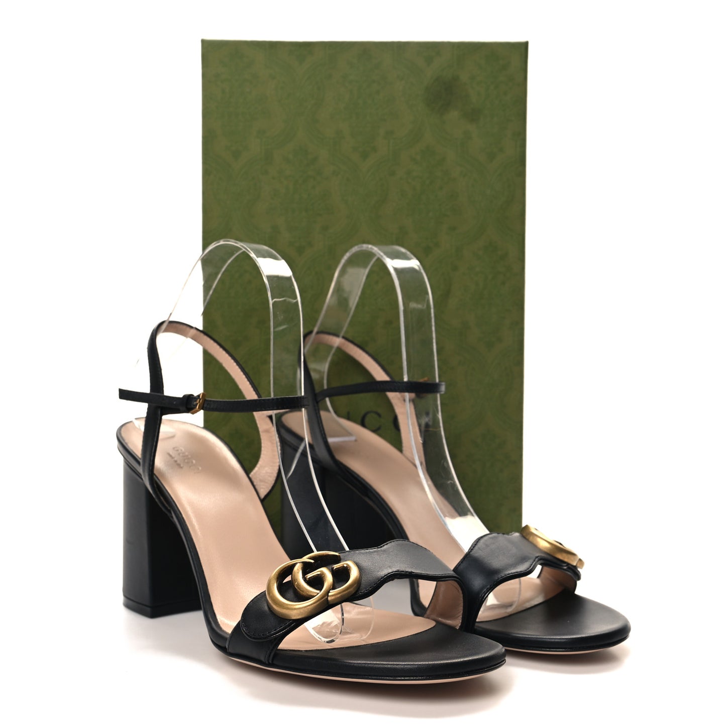 Lifford Calfskin GG Marmont Ankle Wrap 75mm Sandals 41 Black