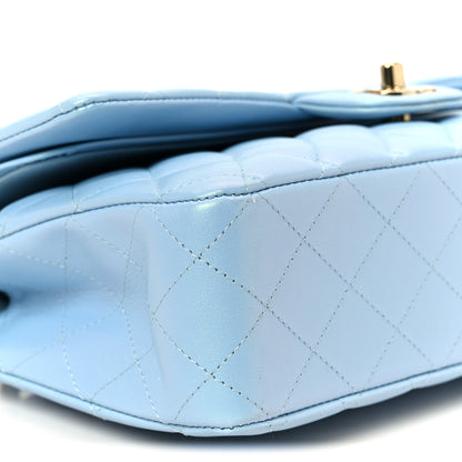 Chanel Iridescent Lambskin Quilted Medium Double Flap Light Blue 10 of 12