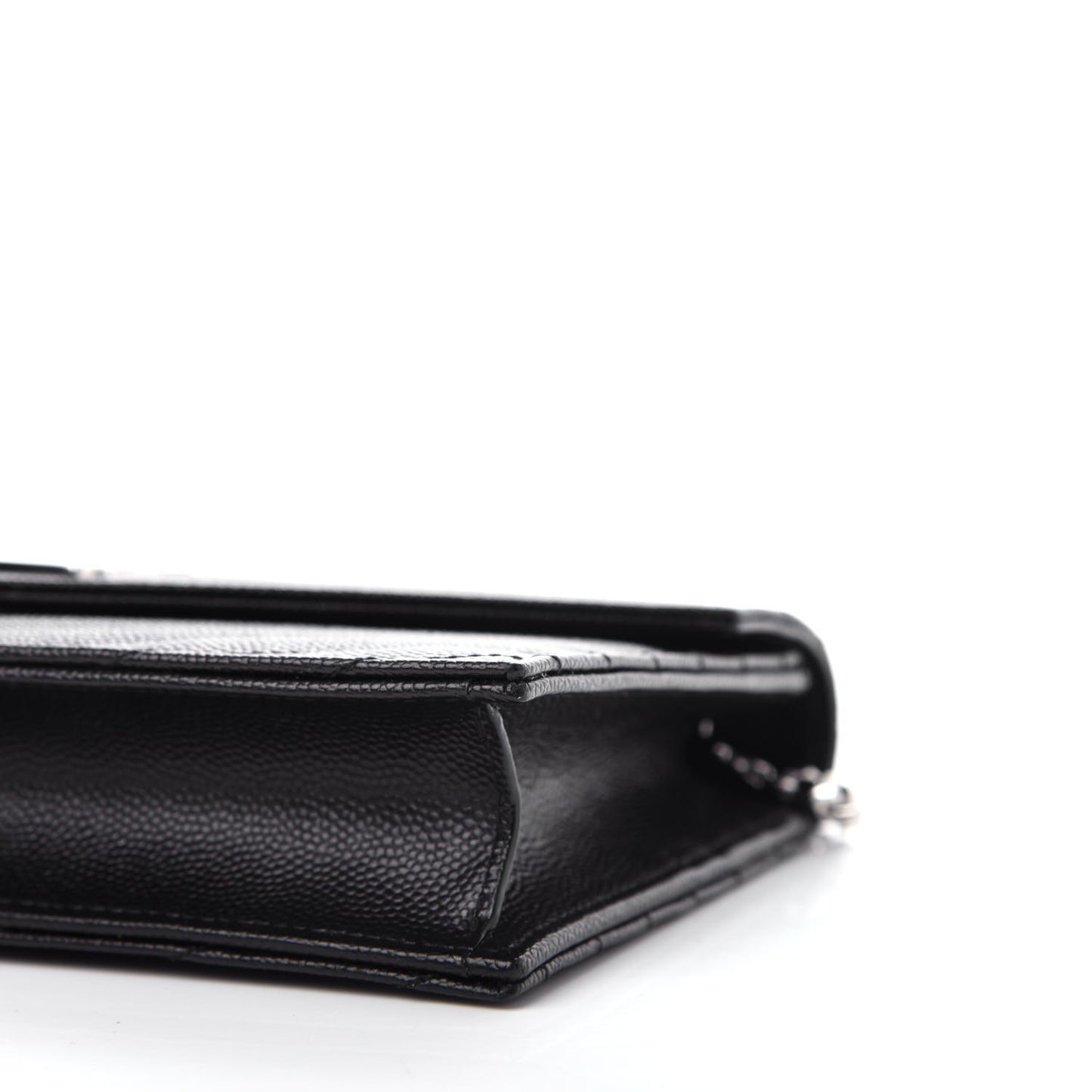 Grain De Poudre Matelasse Chevron Monogram Envelope Chain Wallet Black