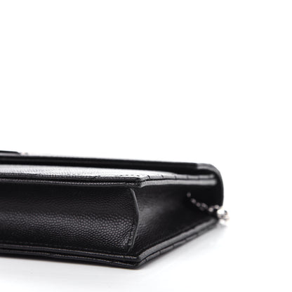 Saint Laurent Grain De Poudre Matelasse Chevron Monogram Envelope Chain Wallet Black 8 of 10
