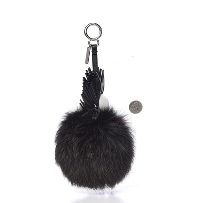 Fendi Fox Fur Shiny Nappa Bi-Color Super Karlito Pom Pom Bag Charm Moro Rosso Chiaro 2 of 4