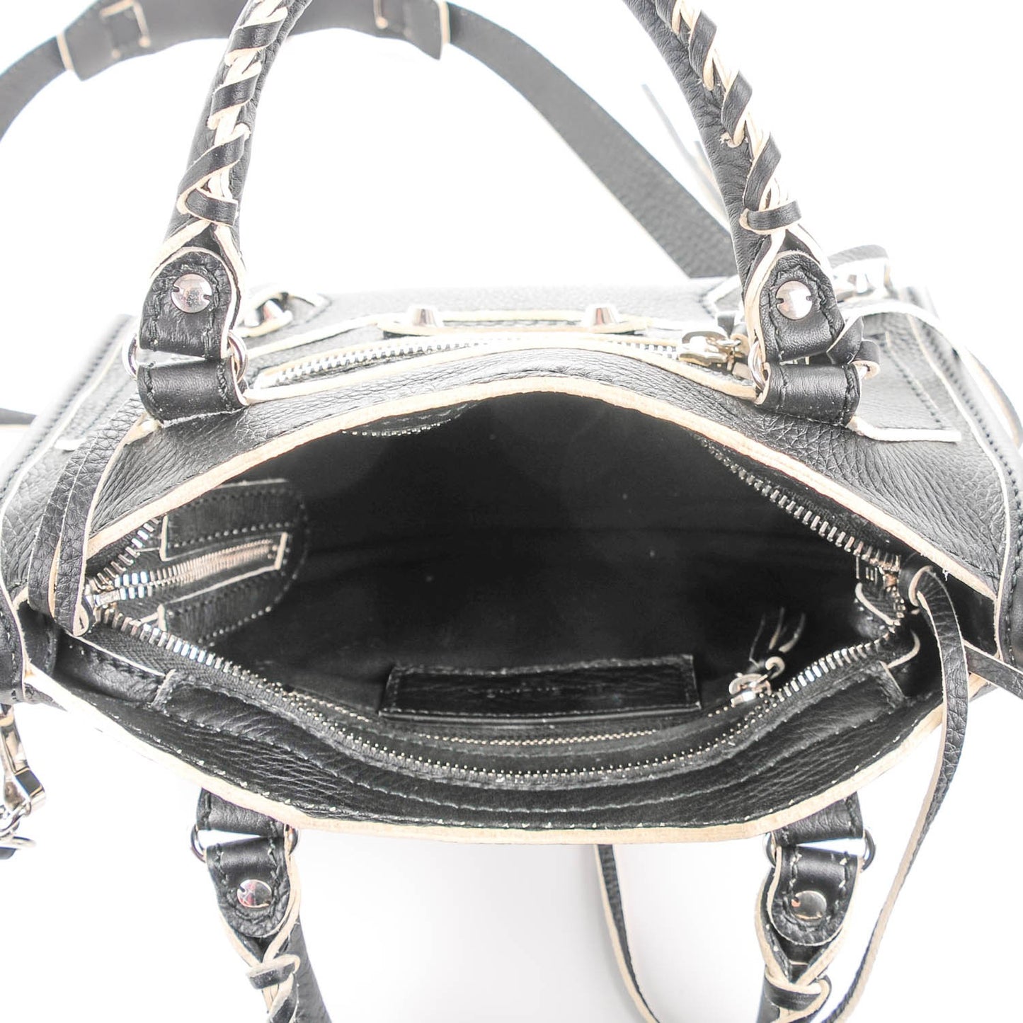 Supple Grained Calfskin Classic Silver Hardware Highlight Mini City Black