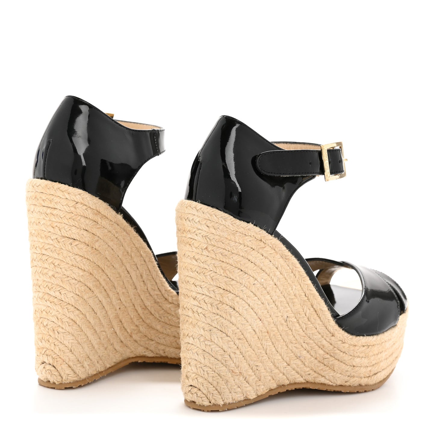 Patent Aimee Espadrille Wedge Sandals 36.5 Black