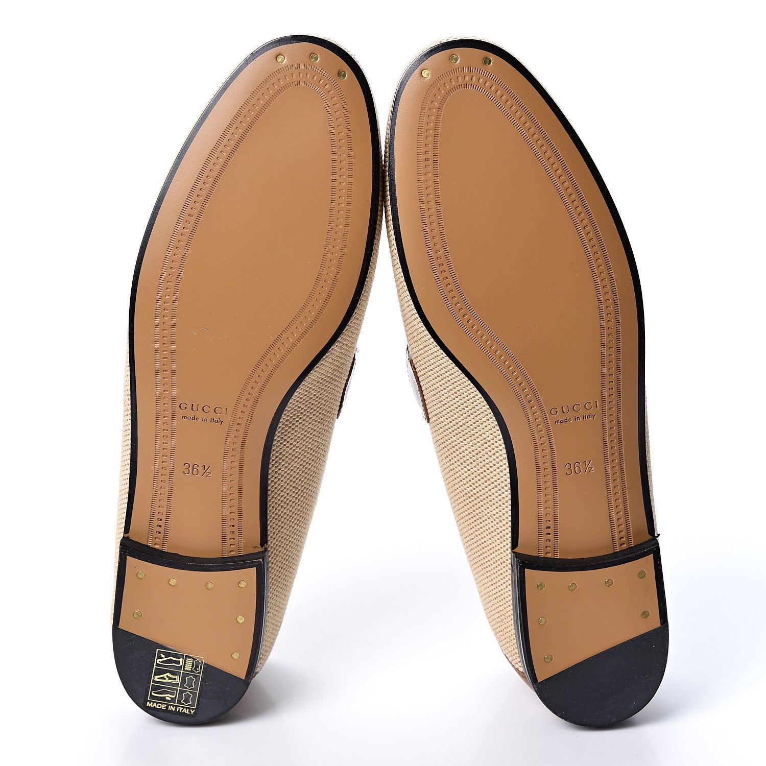 Gucci Canvas Malaga Kid Web Womens Horsebit Brixton Loafers 36.5 Sand Light Cuir 6 of 10