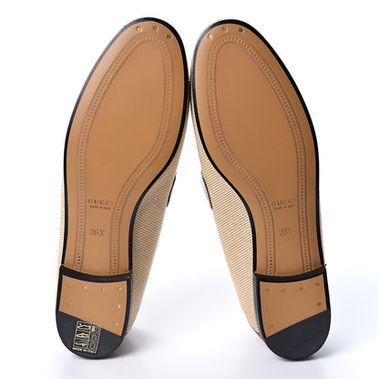 Gucci Canvas Malaga Kid Web Womens Horsebit Brixton Loafers 36.5 Sand Light Cuir 6 of 10