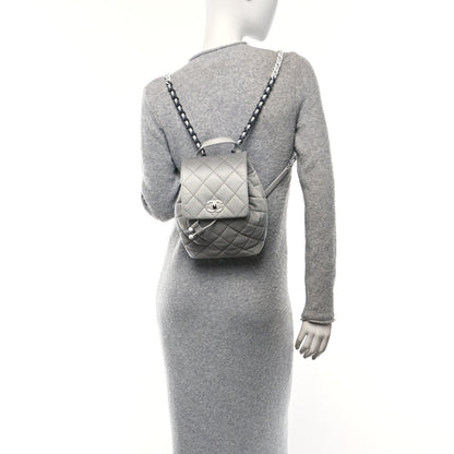 Chanel Shaded Caviar Quilted Lacquered CC My Everything Drawstring Backpack Dark Grey Light Grey 2 of 10
